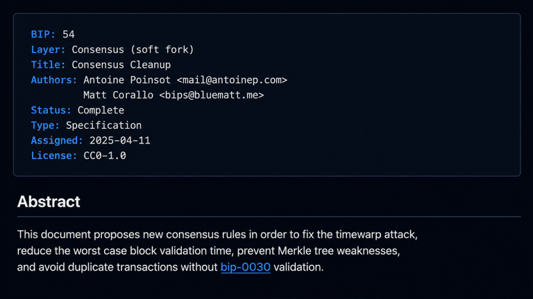 BIP-54, formally known as “Consensus Cleanup image/screenshot.